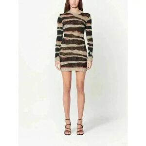 RtA‎ Akamu Striped Mini Dress Size Small $395 Silk Cotton Semi Sheer Designer